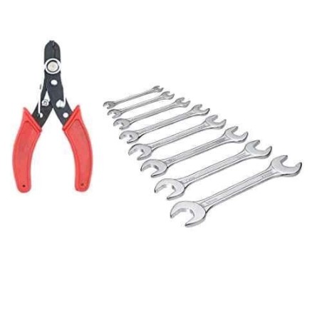 Hillgrove HGCM254 Carbon Steel 8Pcs Double Open Ended Wrench Spanner with Wire Cutter Set image-1