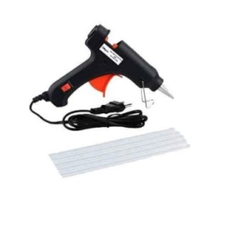 Hillgrove Electric Mini 20W Black Small Hot Gum Glue Gun With 5 Pcs Hot Melt Glue Stick Set image-1