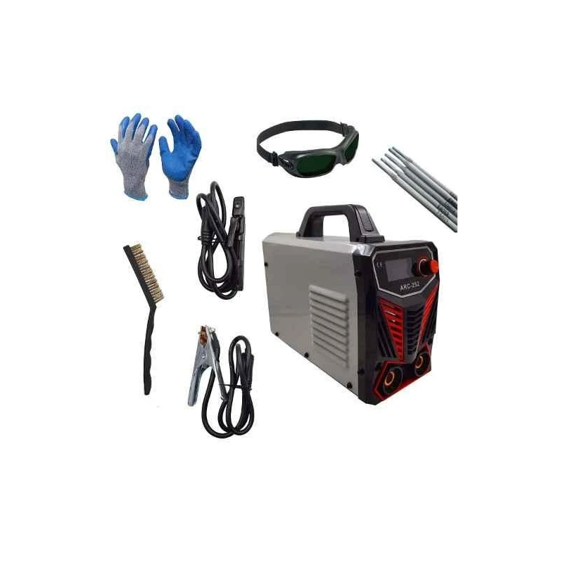 Hillgrove HGCM297M1 252A MMA Inverter Arc Welding Machine with Metal Brush Safety Googles Gloves & 5 Pcs Welding Rod image-1