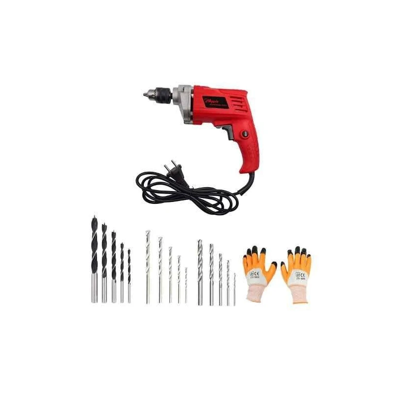 Hillgrove HGCM249M1 Drill Machine with Gloves 5 Pcs of HSS Wood & Masonry Drill Bit image-6