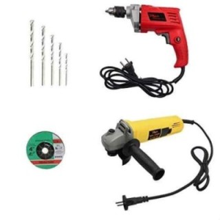 Hillgrove HGCM37M1 4 inch Angle Grinder with 550W Drill Machine & 5 Drill Bits Set image-1