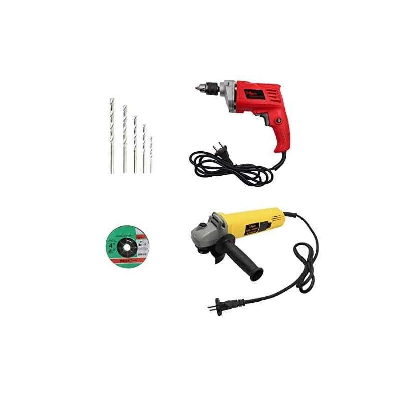 Hillgrove HGCM37M1 4 inch Angle Grinder with 550W Drill Machine & 5 Drill Bits Set image-1