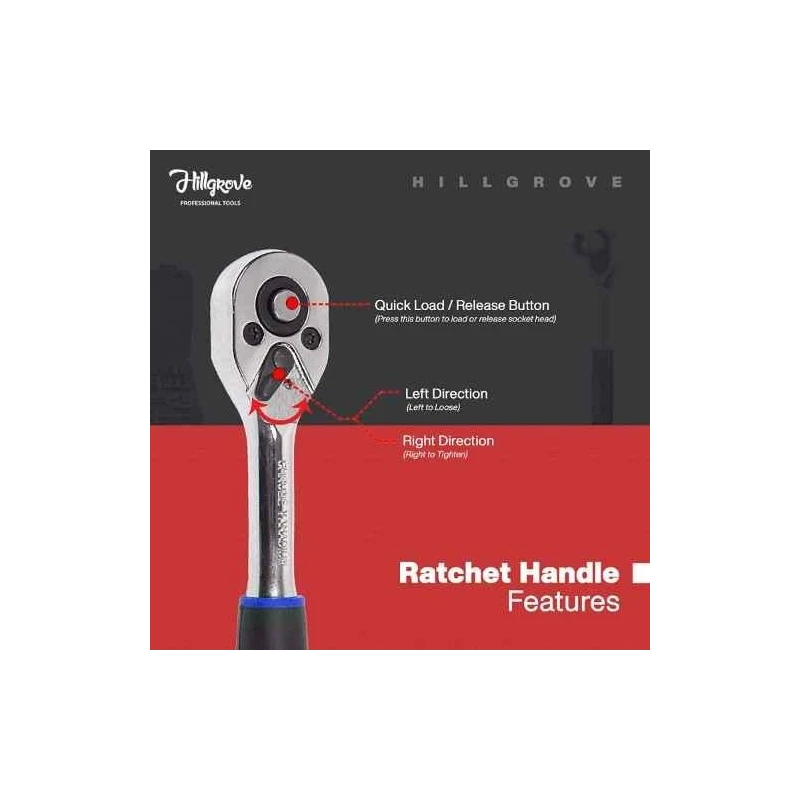 Hillgrove HG0101 32 Pcs of Combination Ratchet Spanner Tool Set with Carry Case image-2