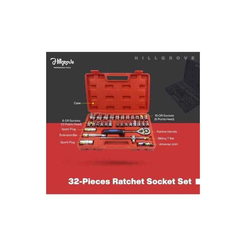 Hillgrove HG0101 32 Pcs of Combination Ratchet Spanner Tool Set with Carry Case image-6