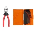 Hillgrove HGCM10M1 9 Pcs Carbon Steel Full Hex Allen Key Kits with 8 inch Combinational Plier Set image-1