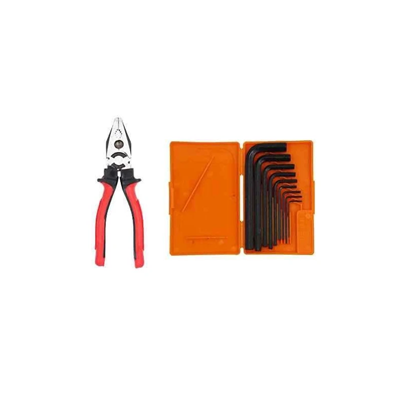 Hillgrove HGCM10M1 9 Pcs Carbon Steel Full Hex Allen Key Kits with 8 inch Combinational Plier Set image-1