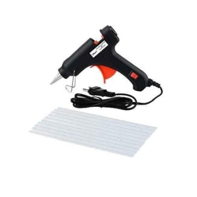 Hillgrove Electric Mini 20W Black Small Hot Gum Glue Gun With 10 Pcs Hot Melt Glue Stick Set image-1