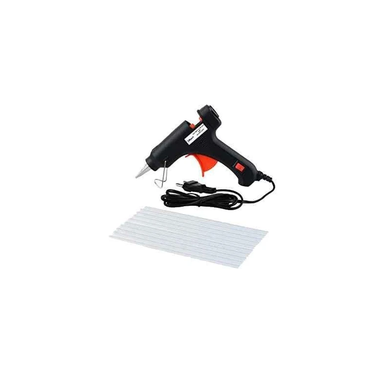 Hillgrove Electric Mini 20W Black Small Hot Gum Glue Gun With 10 Pcs Hot Melt Glue Stick Set image-1
