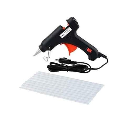 Hillgrove Electric Mini 20W Black Small Hot Gum Glue Gun With 10 Pcs Hot Melt Glue Stick Set image-1