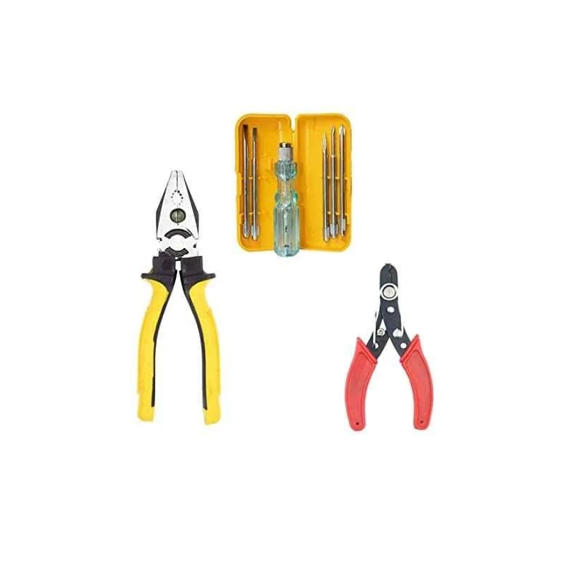 Hillgrove HGCM242 Chrome Vanadium Steel 8 inch Plier with Wire Cutter and 5 in 1 Screwdriver Set image-1