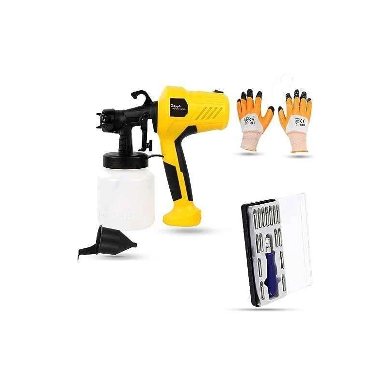 Hillgrove HGCM1341 400W 0.8 Litre Plastic DIY HVLP Paint Sprayer Gun with Gloves & 16-in-1 Screwdriver image-6