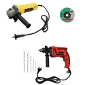 Hillgrove HGCM16M1 4 inch Metal Angle Grinder with 13mm Drill Machine with 5 Drill Bits Set image-1