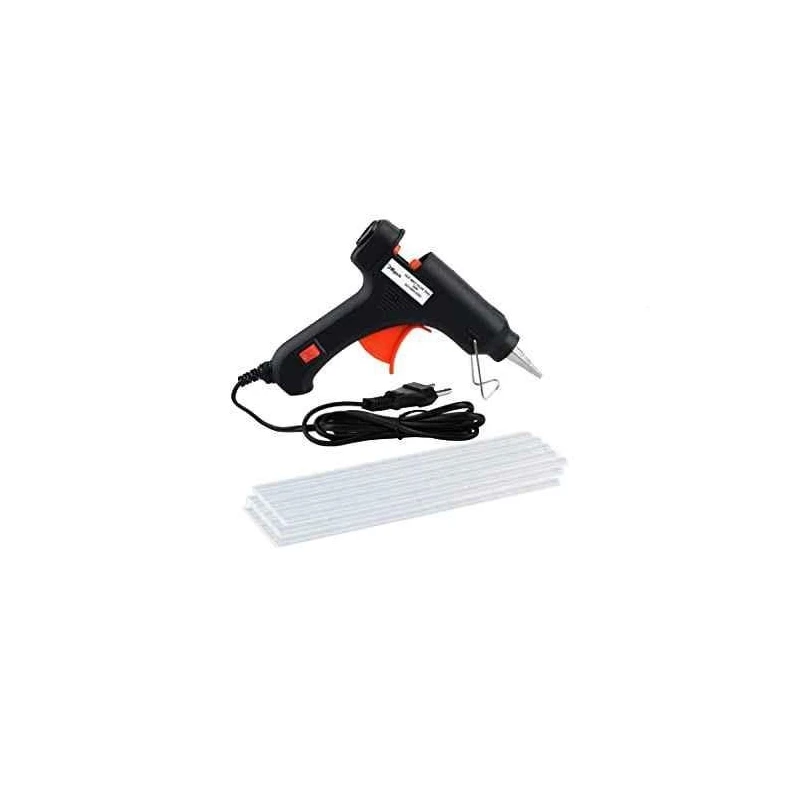 Hillgrove Electric Mini 20W Black Small Hot Gum Glue Gun With 15 Pcs Hot Melt Glue Stick Set image-1