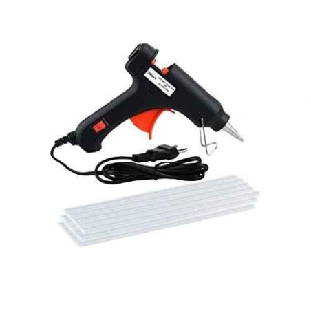 Hillgrove Electric Mini 20W Black Small Hot Gum Glue Gun With 15 Pcs Hot Melt Glue Stick Set image-1