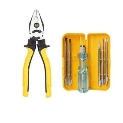 Hillgrove HGCM244 Chrome Vanadium Steel 8 inch Lineman Plier with 5 in 1 Screwdriver Set image-1