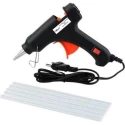 Hillgrove Electronic Mini 20W Black Small Hot Gum Glue Gun With 20 Pcs Hot Melt Glue Stick Set image-1