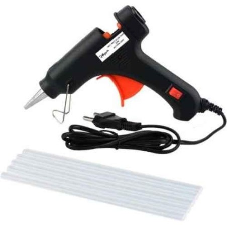 Hillgrove Electronic Mini 20W Black Small Hot Gum Glue Gun With 20 Pcs Hot Melt Glue Stick Set image-1