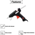 Hillgrove Electronic Mini 20W Black Small Hot Gum Glue Gun With 20 Pcs Hot Melt Glue Stick Set image-6