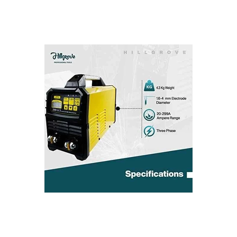 Hillgrove 299IJ3 IGBT Welding Machine with Holder Clamp Gloves Goggles Rods & Brush image-6
