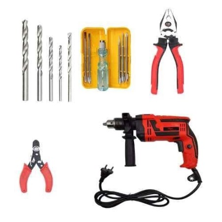 Hillgrove HGCM471M1 Drill Machine with Bits Plier Wire Cutter & Combo image-1