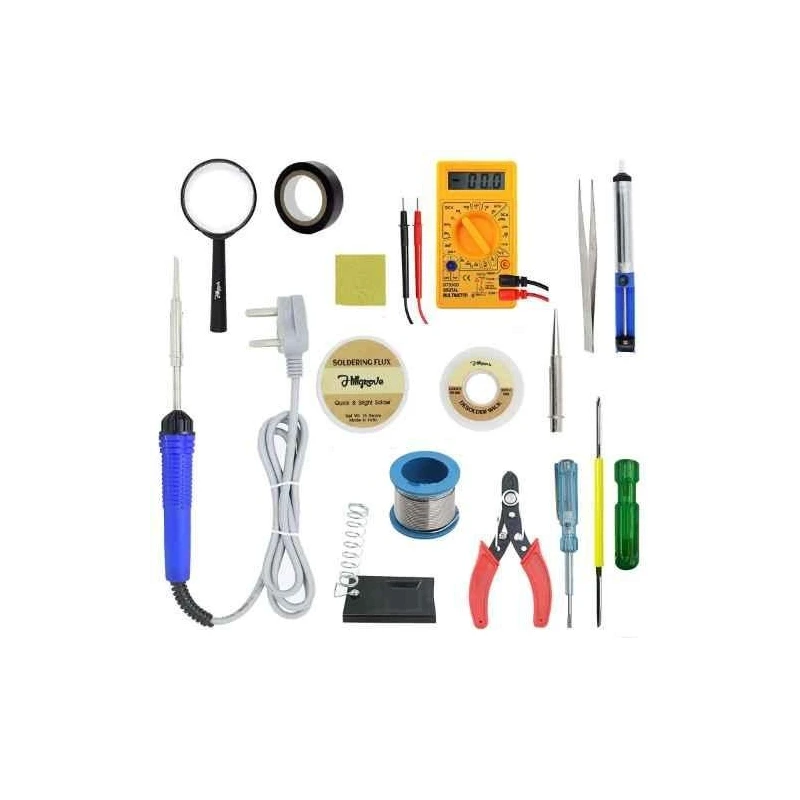 Hillgrove HGCM273M1 25W 15-in-1 Mobile Flat & Pointed Tip Soldering Iron Equipment Tool Kits & Digital Multimeter Combo image-5