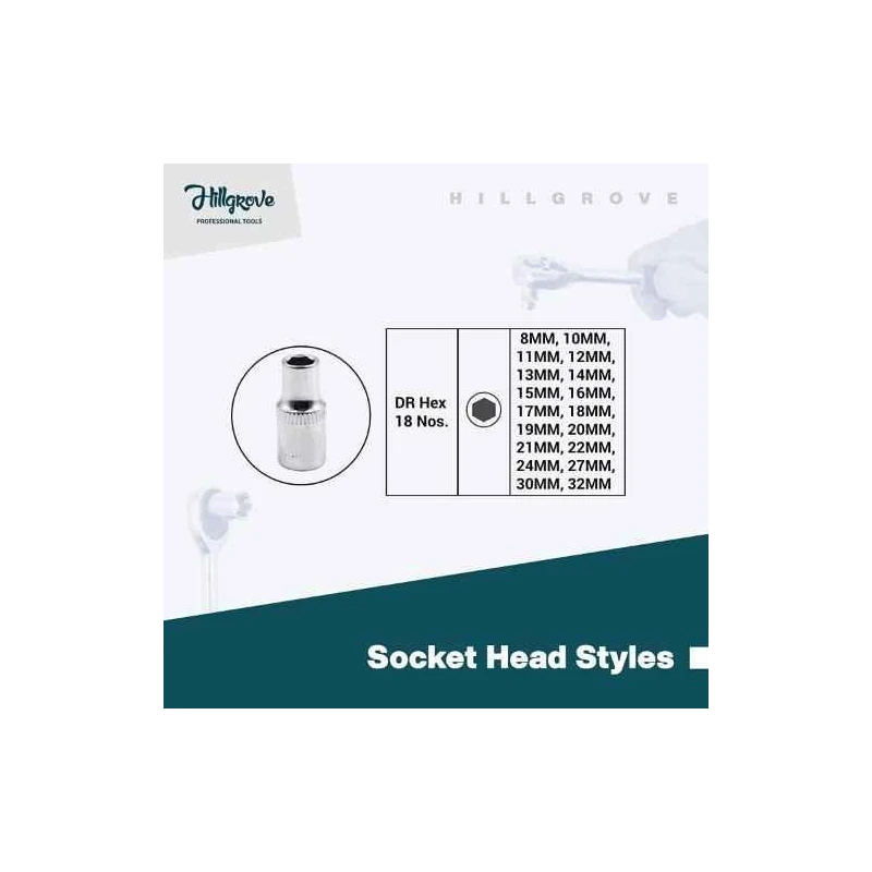 Hillgrove HG0098 24 Pcs Heavy 1/2 inch Hex Ratchet Spanner Tool Set with Carry Case image-4