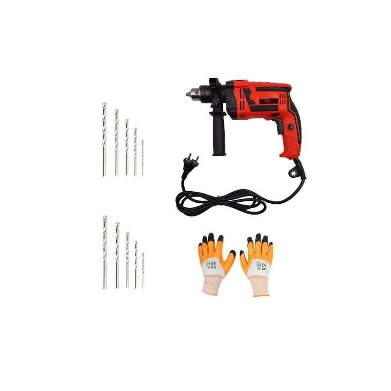 Hillgrove HGCM229M1 1000W 13mm Drill Machine with 10 Pcs Masonry Drill Bit & Gloves image-1