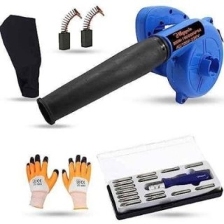 Hillgrove HGCM1093 Plastic Blue Electric Air Blower with Carbon Brushes Gloves & 16 in 1 Screwdriver image-2