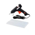 Hillgrove Electric Mini 20W Black Small Hot Gum Glue Gun With 20 Pcs Hot Melt Glue Stick Set image-1