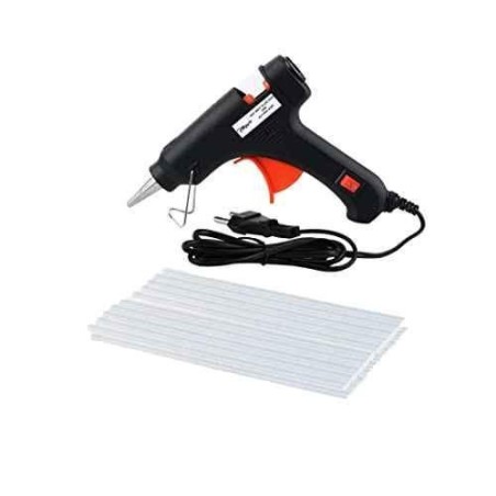 Hillgrove Electric Mini 20W Black Small Hot Gum Glue Gun With 20 Pcs Hot Melt Glue Stick Set image-1