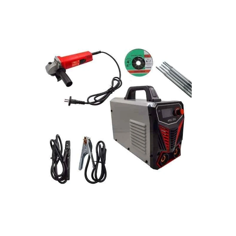 Hillgrove HGCM301M1 252A MMA Inverter Arc Welding Machine 5 Pcs Welding Rod & 850W Angle Grinder Combo image-1