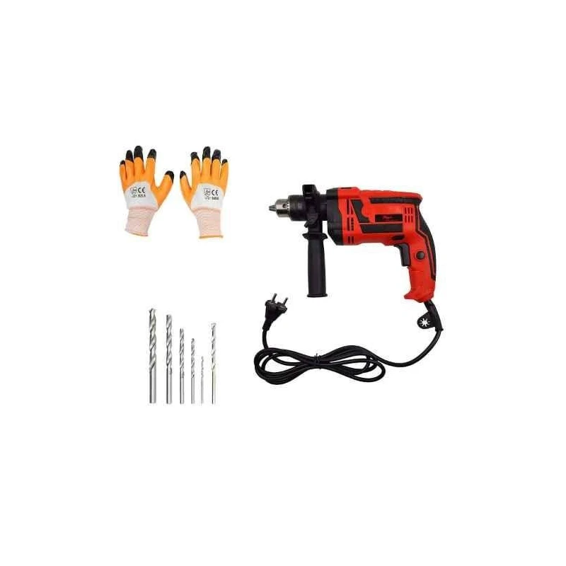 Hillgrove HGCM221M1 1000W 13mm Drill Machine with Gloves 6 Pcs Masonry & Metal Drill Bit image-1