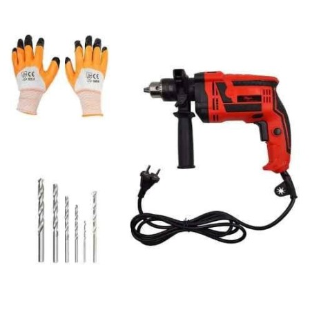 Hillgrove HGCM221M1 1000W 13mm Drill Machine with Gloves 6 Pcs Masonry & Metal Drill Bit image-1