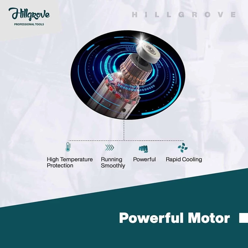 Hillgrove HGCM221M1 1000W 13mm Drill Machine with Gloves 6 Pcs Masonry & Metal Drill Bit image-4