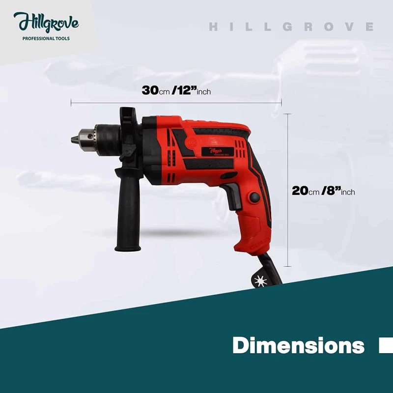 Hillgrove HGCM221M1 1000W 13mm Drill Machine with Gloves 6 Pcs Masonry & Metal Drill Bit image-6