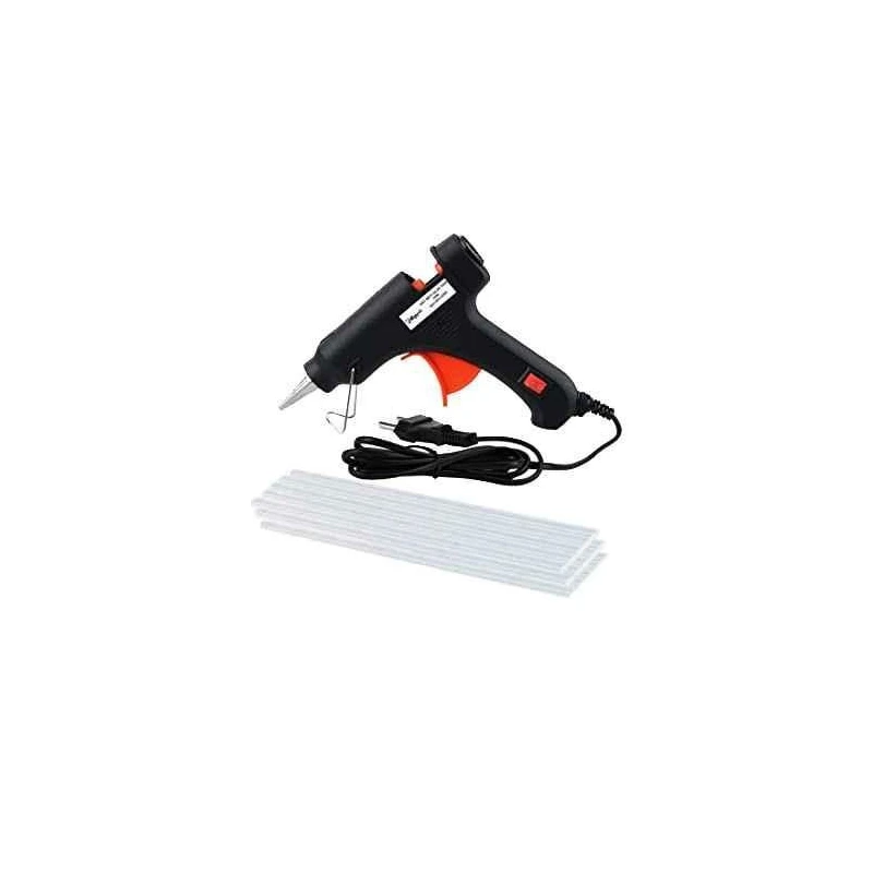 Hillgrove Electronic Mini 20W Black Small Hot Gum Glue Gun With 15 Pcs Hot Melt Glue Stick Set image-1