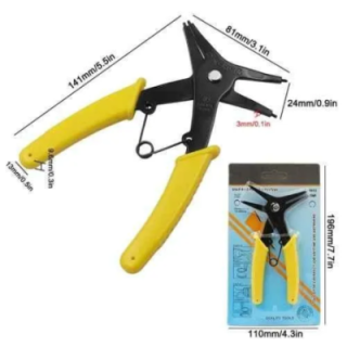 MECRAAF 5.5 inch Alloy Steel Yellow 2-in-1 Multifunction External Straight Snap Ring Pliers image-1