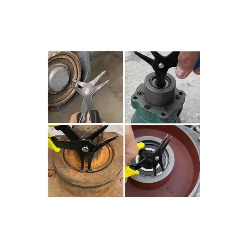 MECRAAF 5.5 inch Alloy Steel Yellow 2-in-1 Multifunction External Straight Snap Ring Pliers image-2