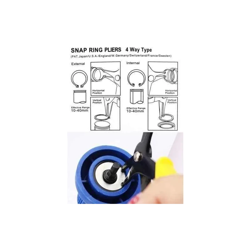 MECRAAF 5.5 inch Alloy Steel Yellow 2-in-1 Multifunction External Straight Snap Ring Pliers image-5