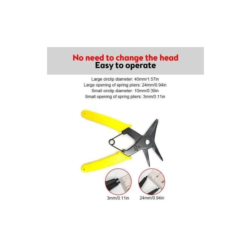 MECRAAF 5.5 inch Alloy Steel Yellow 2-in-1 Multifunction External Straight Snap Ring Pliers image-9