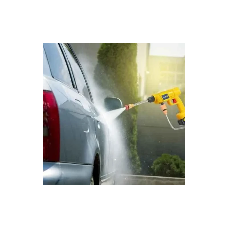 MECRAAF 48V 725psi 3lpm Yellow Cordless Portable Wireless High Pressure Washer Gun with Hose Pipe image-1