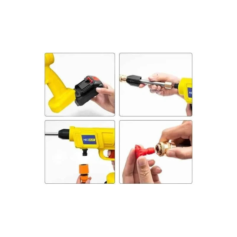 MECRAAF 48V 725psi 3lpm Yellow Cordless Portable Wireless High Pressure Washer Gun with Hose Pipe image-3