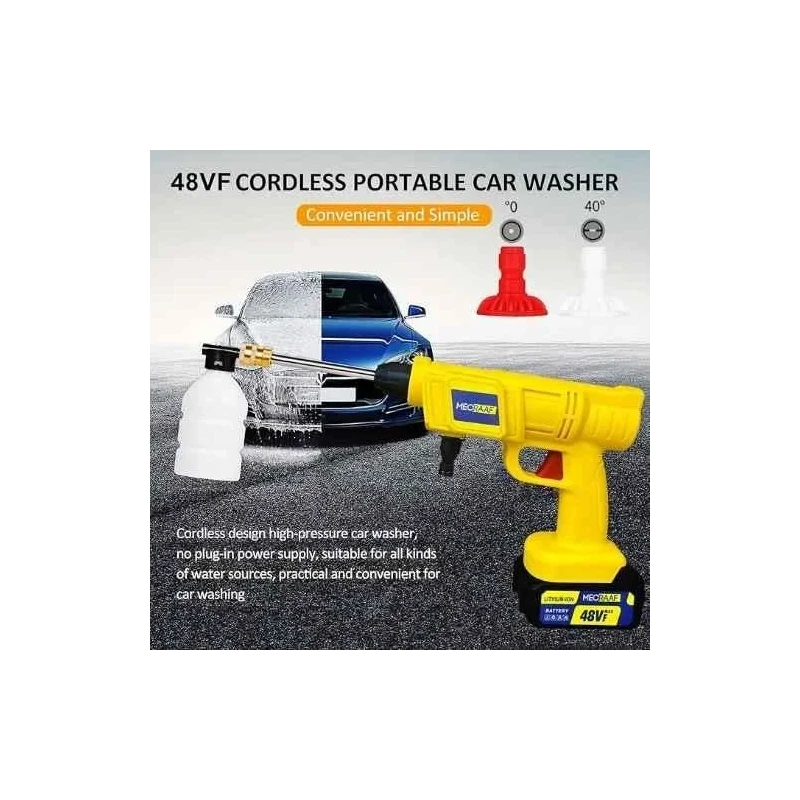 MECRAAF 48V 725psi 3lpm Yellow Cordless Portable Wireless High Pressure Washer Gun with Hose Pipe image-5