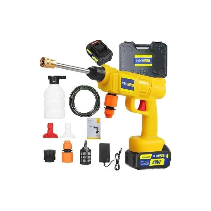 MECRAAF 48V 725psi 3lpm Yellow Cordless Portable Wireless High Pressure Washer Gun with Hose Pipe image-7