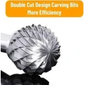 MECRAAF 10 Pcs 0.25 inch Tungsten Carbide Steel Double Cut Rotary Burrs Set image-1