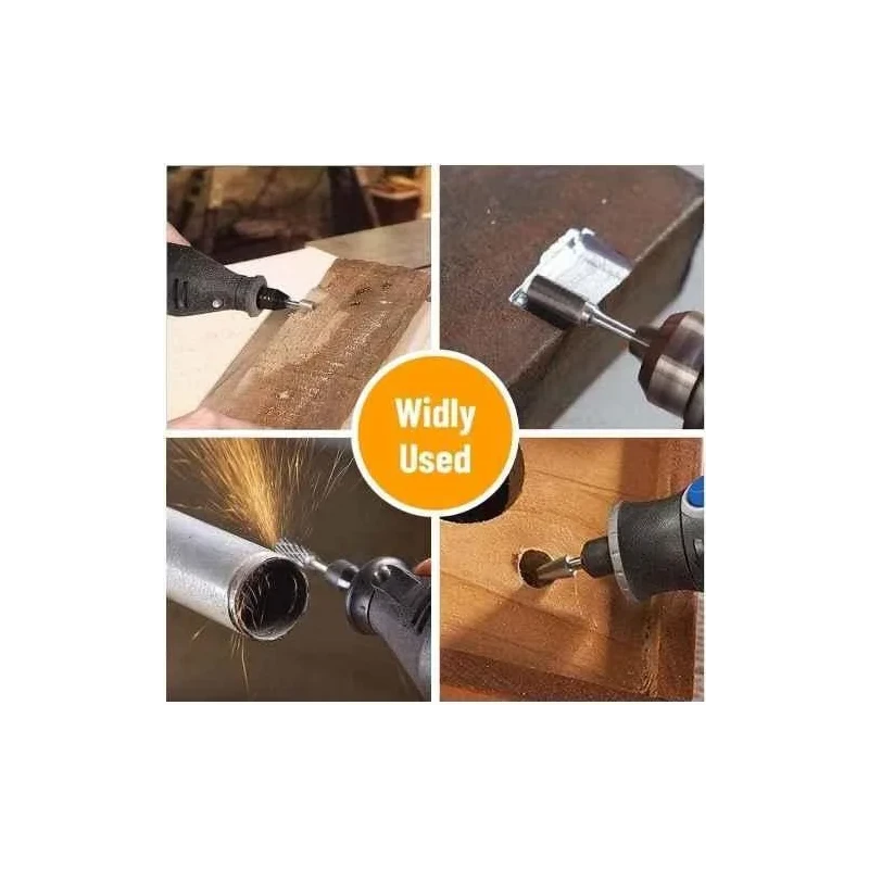 MECRAAF 10 Pcs 0.25 inch Tungsten Carbide Steel Double Cut Rotary Burrs Set image-3