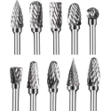 MECRAAF 10 Pcs 0.25 inch Tungsten Carbide Steel Double Cut Rotary Burrs Set image-7