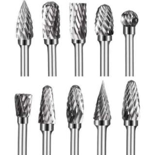MECRAAF 10 Pcs 0.25 inch Tungsten Carbide Steel Double Cut Rotary Burrs Set image-7