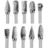 MECRAAF 10 Pcs 0.25 inch Tungsten Carbide Steel Double Cut Rotary Burrs Set