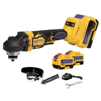 MECRAAF 9000rpm Yellow Cordless Angle Grinder with 2 Pcs 21V 6Ah Batteries & Fast Charger image-3